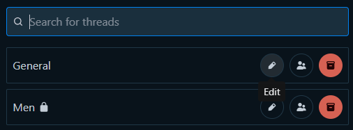 What are the different kinds of threads in the Groups feature?