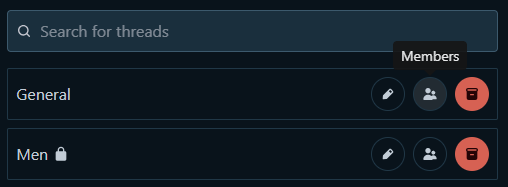 What are the different kinds of threads in the Groups feature?
